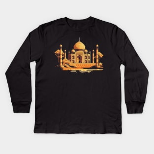 Taj Mahal Pixel Art Kids Long Sleeve T-Shirt